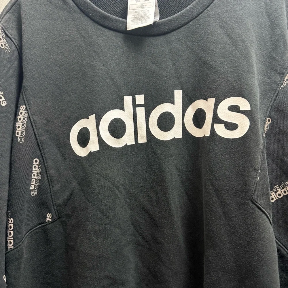 Adidas Charcoal Sweatshirt with Logo Sleeves - Picture 2 of 5